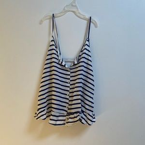 Zara Striped Button V-Neck Tank Top S